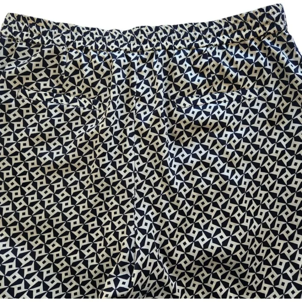 Lauren Ralph Lauren Womens Geometric Elastic Drawstring Pants Navy White Size 10 - Picture 4 of 8